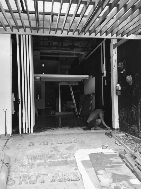 The garage office interior was moved, 